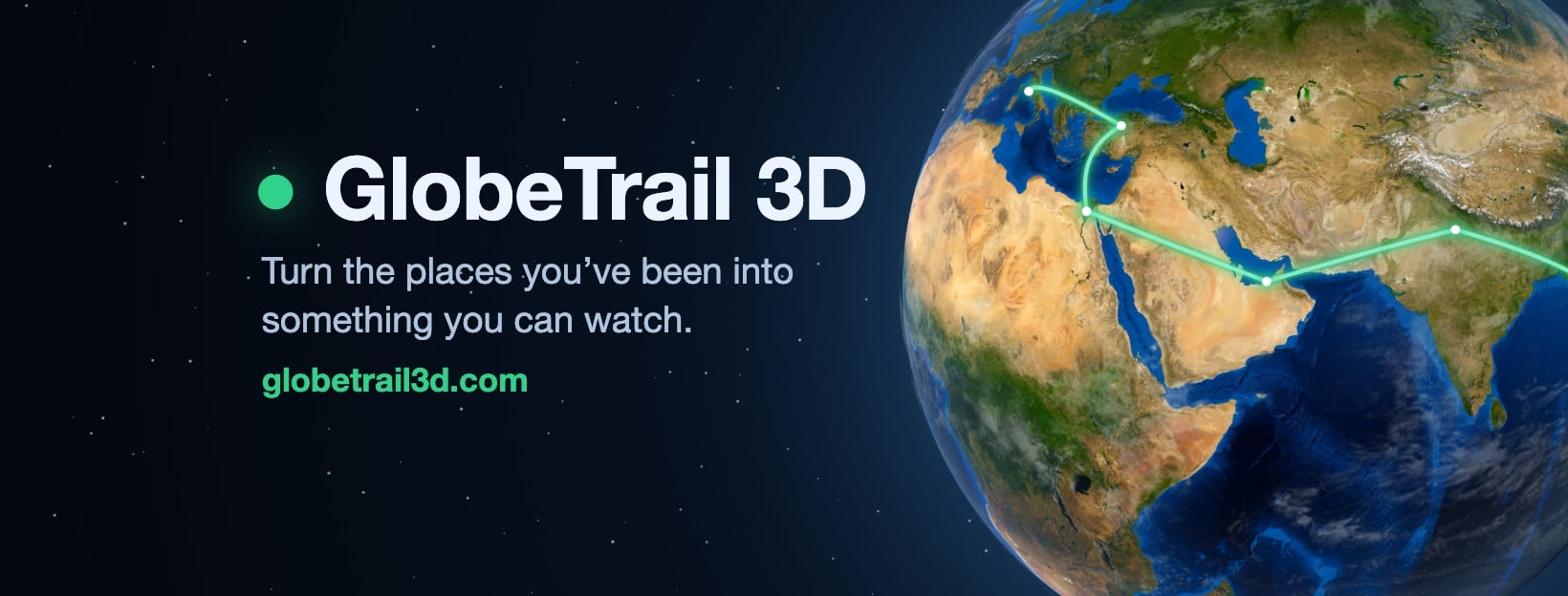 GlobeTrail 3D: كرة أرضية سينمائية للسفر، بُنيت بشكل فردي وداخل المتصفح بالكامل: معاينة